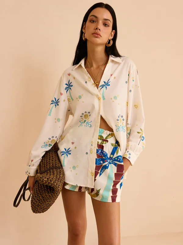 Tropical Print Shorts Set sold by COMMENSE