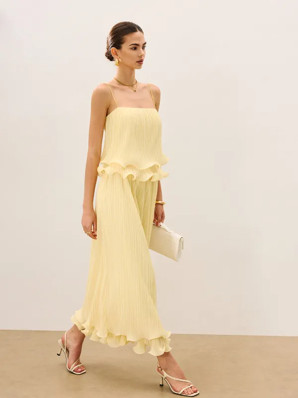 Pleated Layered Ruffle Skirt Set sold by COMMENSE