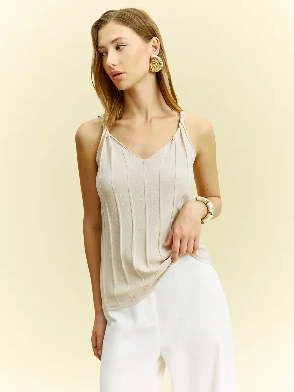 Knotted Strap Tank Top sold by COMMENSE