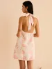 Halter Neck Floral Print Mini Dress sold by COMMENSE