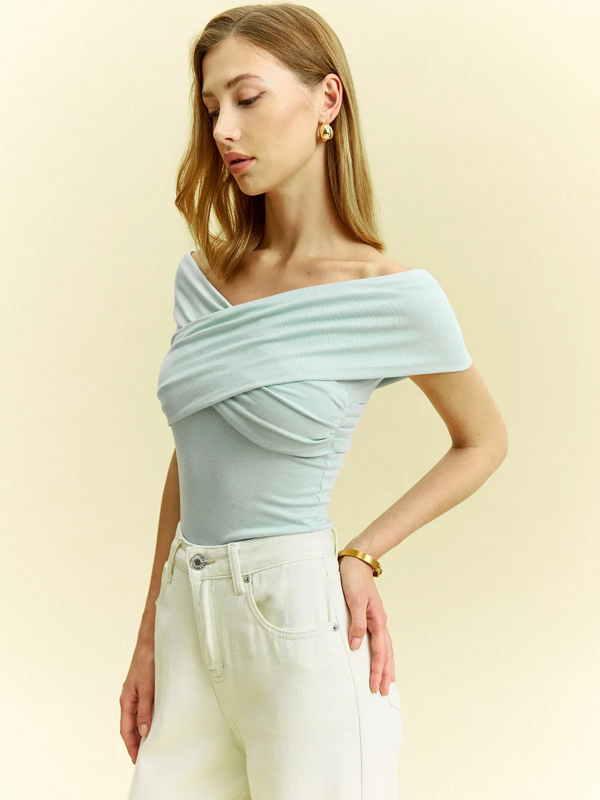 Off-Shoulder Crisscross Top sold by COMMENSE product image thumbnail 4