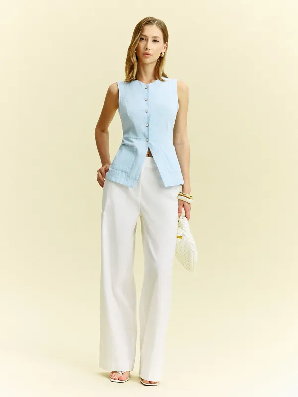 Sleeveless Button-Front Vest sold by COMMENSE