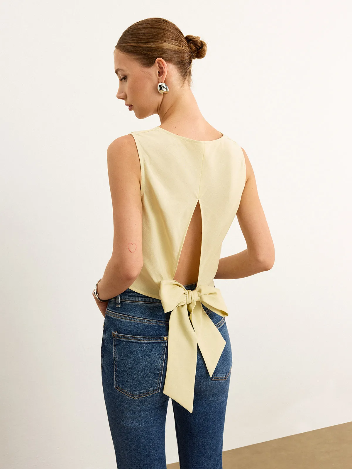 Tie-Back Bow Tank Top sold by COMMENSE