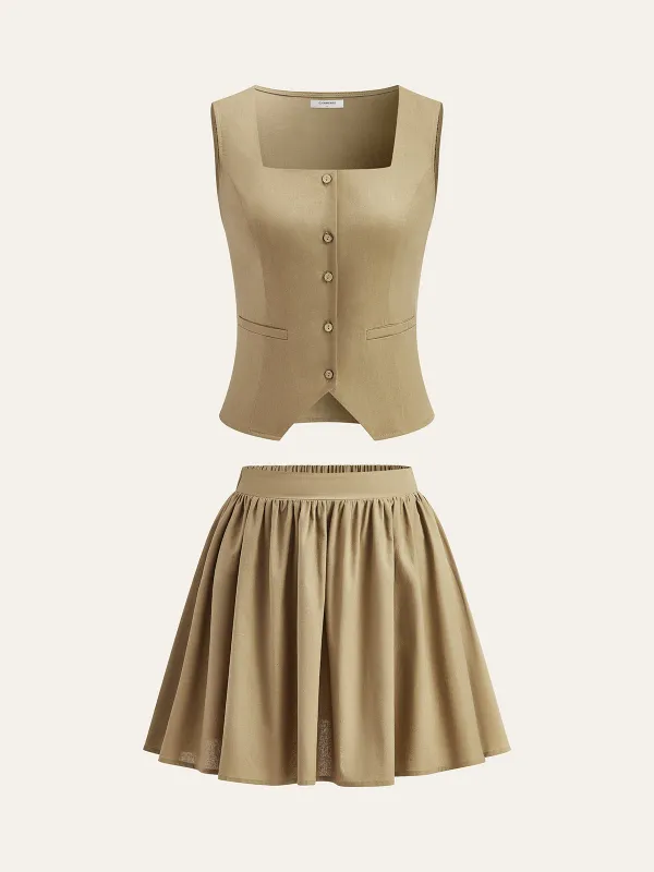 Linen & Cotton Skirt Set sold by COMMENSE