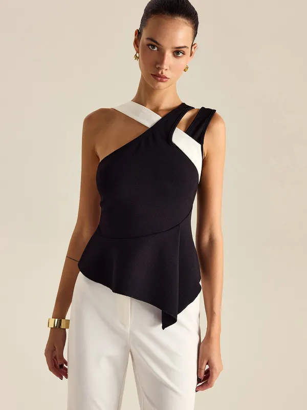 Asymmetric Peplum Top sold by COMMENSE