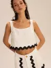 Cropped Tank Top And Scalloped-Trim Shorts Set sold by COMMENSE