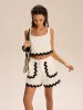 Cropped Tank Top And Scalloped-Trim Shorts Set sold by COMMENSE