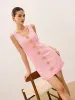 Sleeveless Mini Dress with Starfish Button sold by COMMENSE