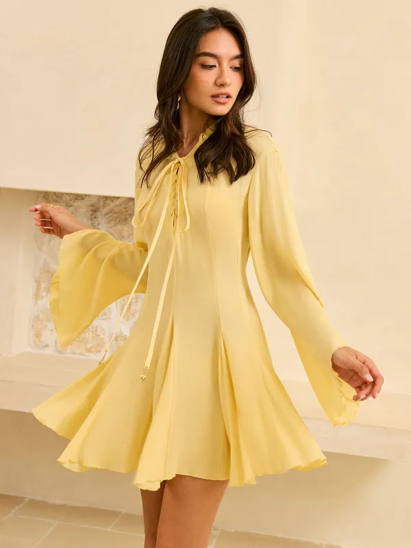 Tie-Front Flared Sleeve Dress sold by COMMENSE