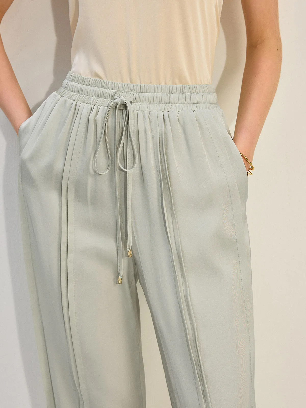 Tencel Rayon Satin Wide-Leg Pants with Pleats sold by COMMENSE product image thumbnail 5