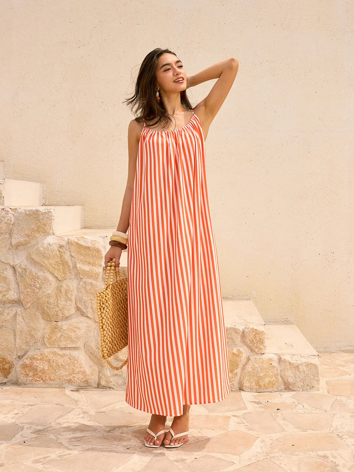 Striped Backless Maxi Dress sold by COMMENSE product image thumbnail 5