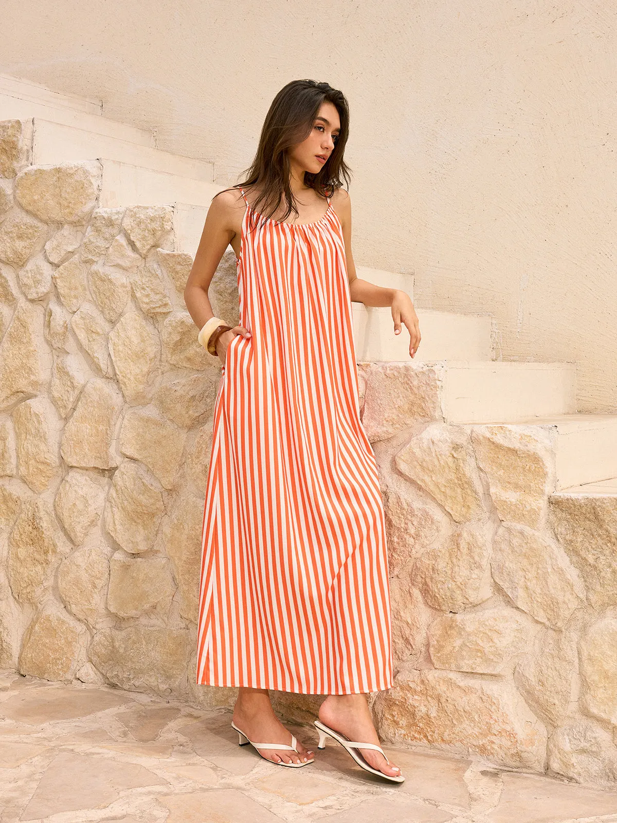 Striped Backless Maxi Dress sold by COMMENSE product image thumbnail 4
