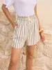 Linen & Cotton Striped Shorts sold by COMMENSE