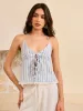 Striped Tie-Front Halter Top sold by COMMENSE