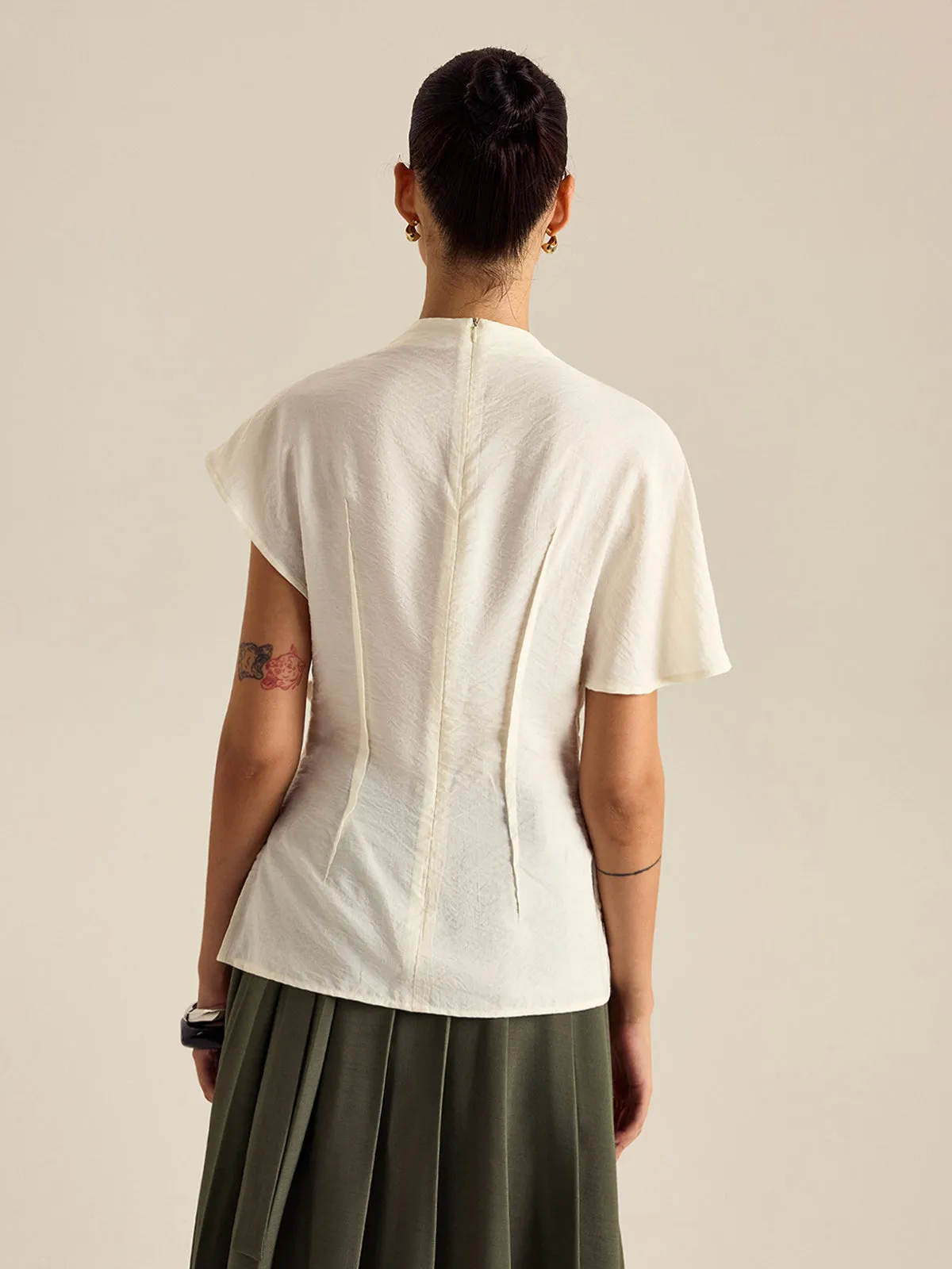 Draped Mock Neck Blouse sold by COMMENSE product image thumbnail 5