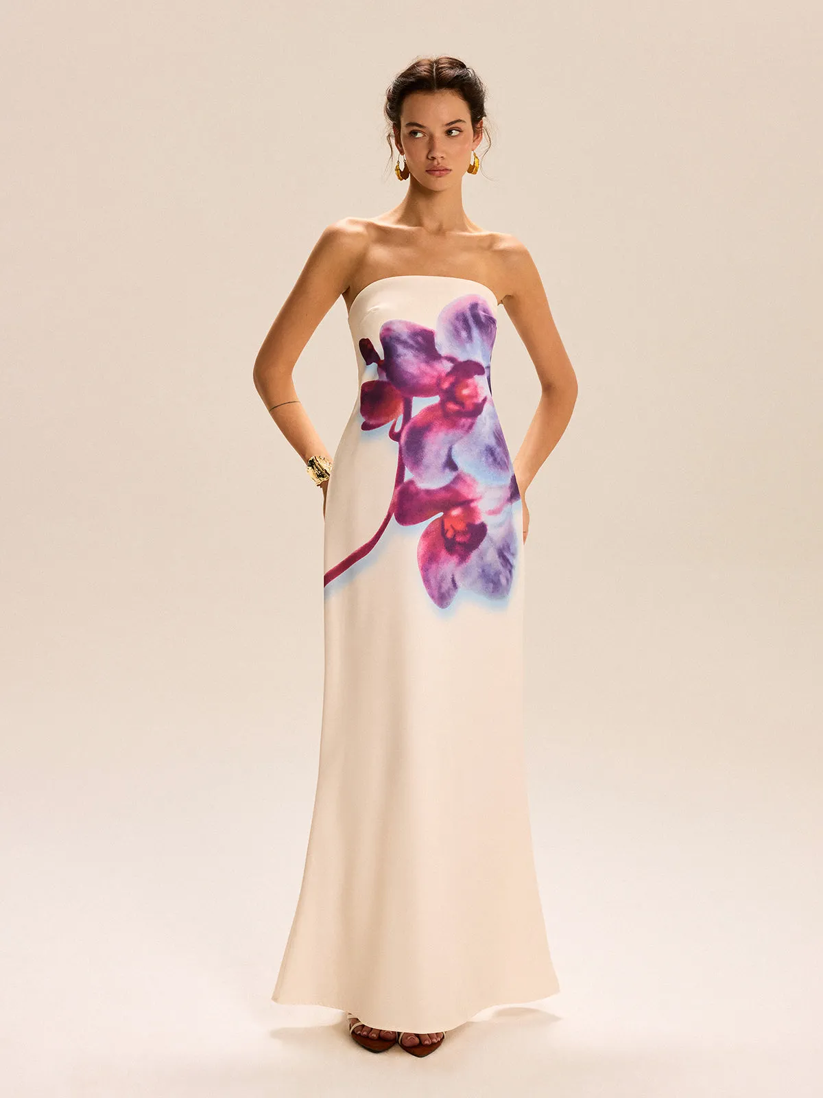 Strapless Floral Print Maxi Dress sold by COMMENSE product image thumbnail 4