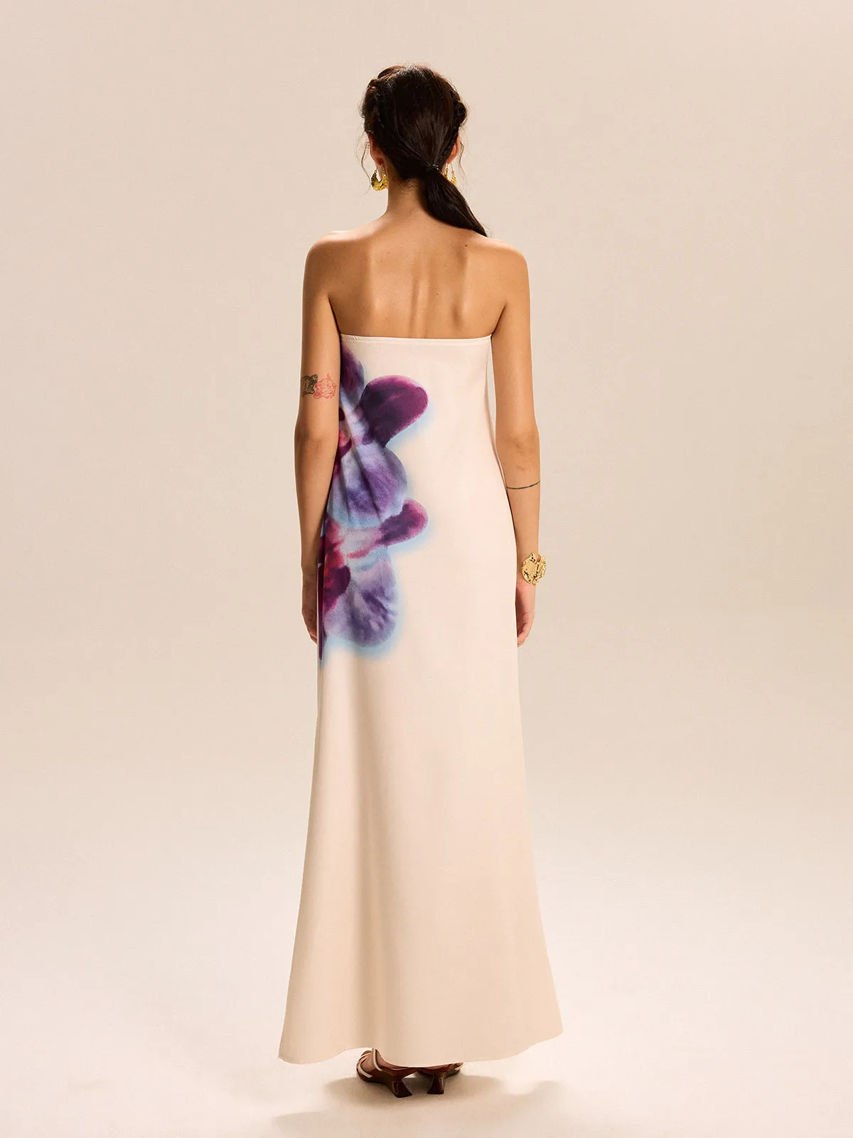 Strapless Floral Print Maxi Dress sold by COMMENSE product image thumbnail 3