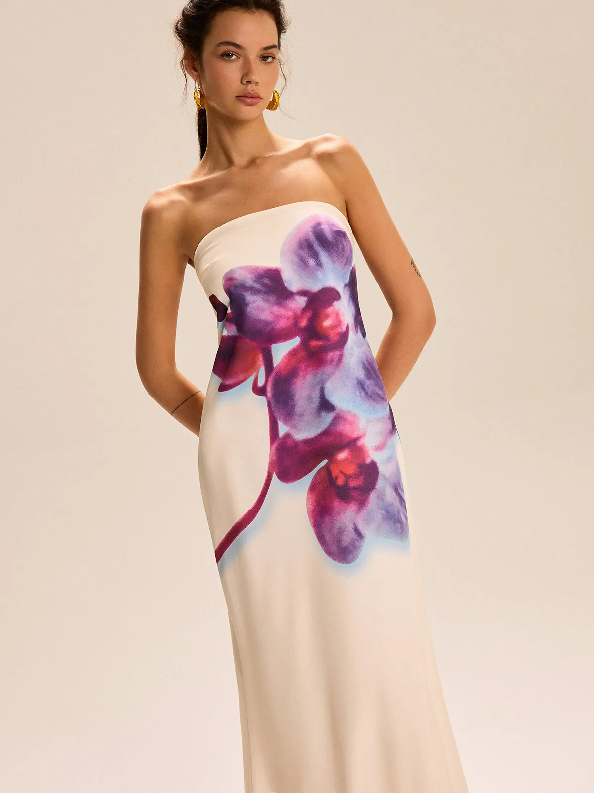 Strapless Floral Print Maxi Dress sold by COMMENSE product image thumbnail 5