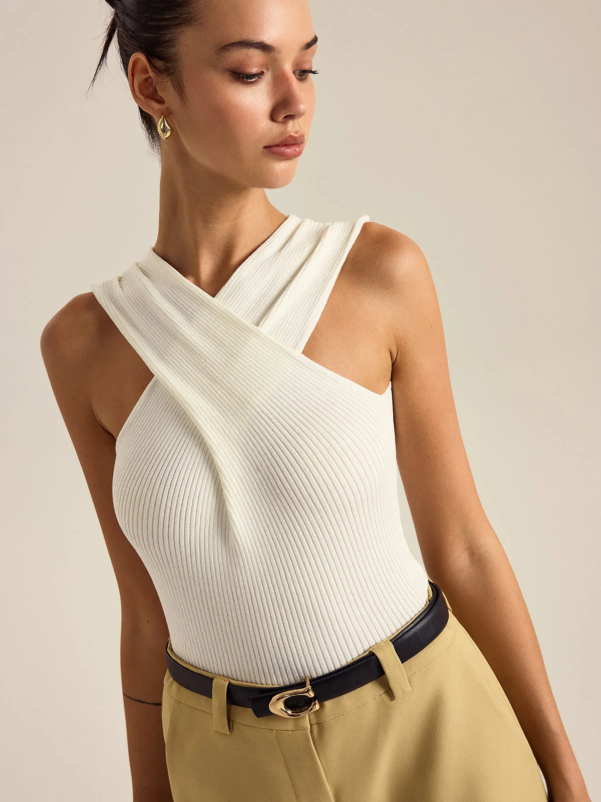 Ribbed Knit Crisscross Tank Top sold by COMMENSE product image thumbnail 2