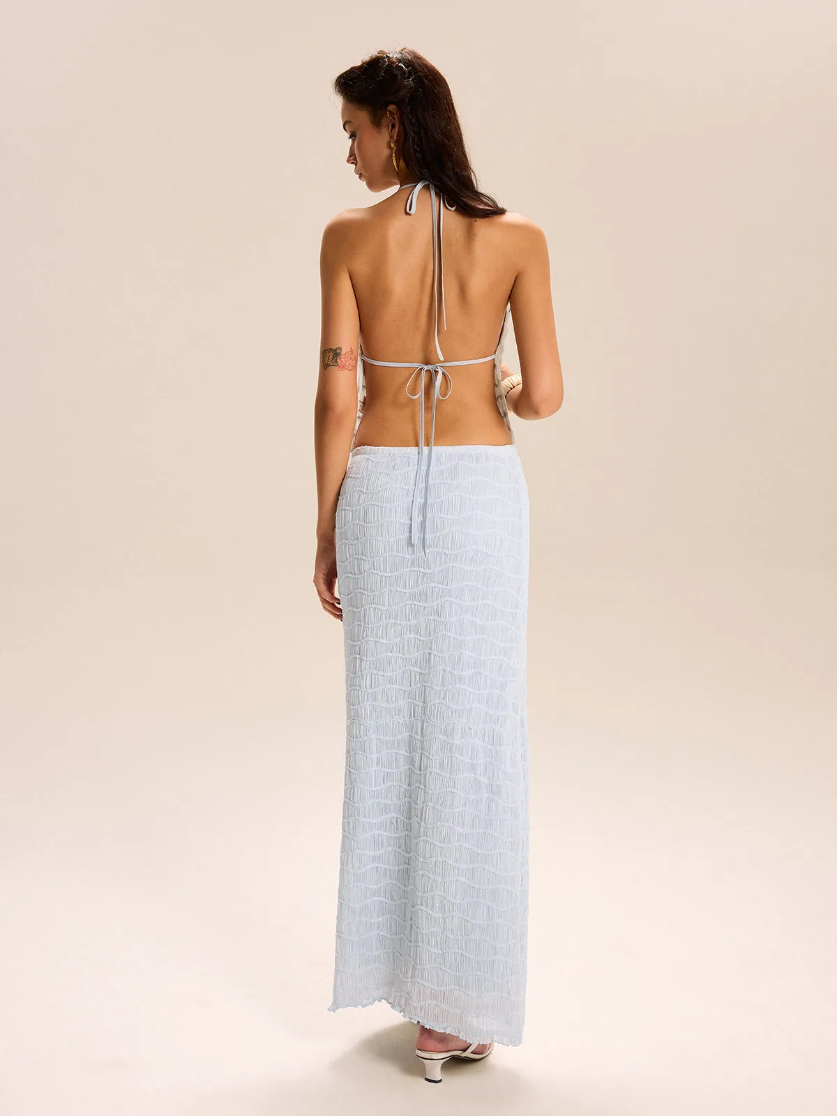 Textured Halter Crop Top and Skirt Set sold by COMMENSE product image thumbnail 3