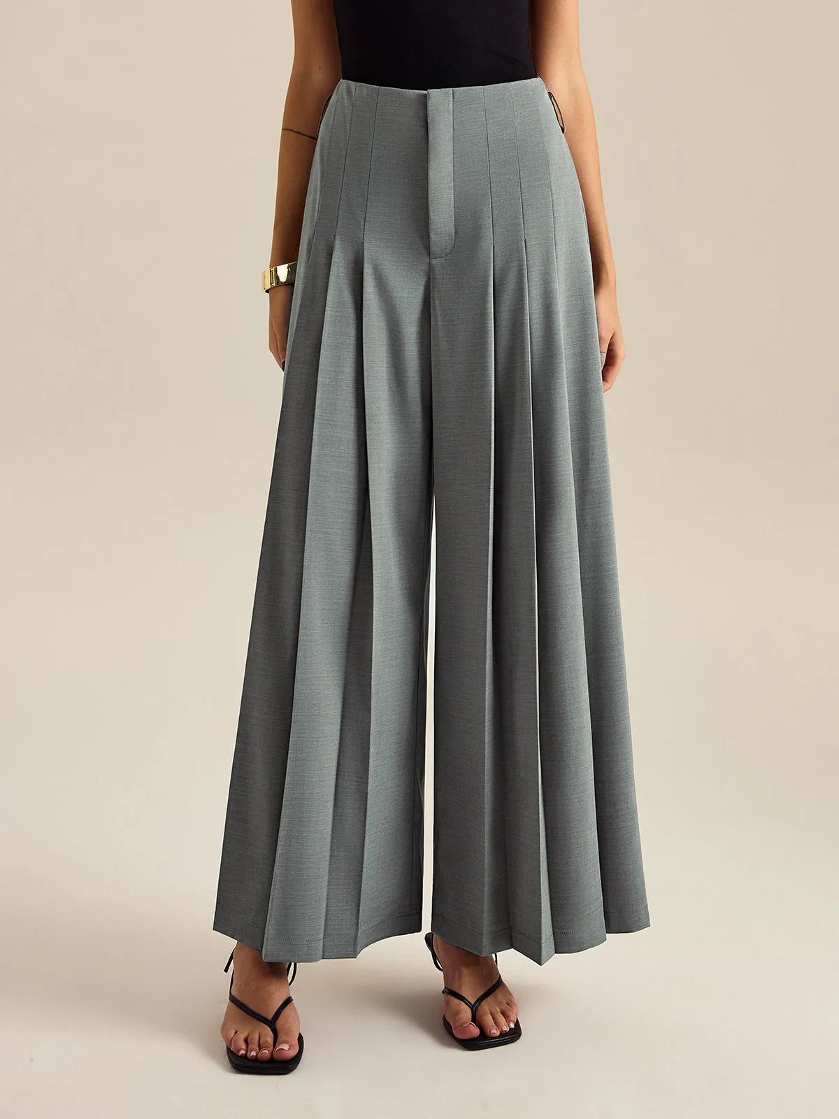 Pleated Wide-Leg Pants sold by COMMENSE product image thumbnail 4