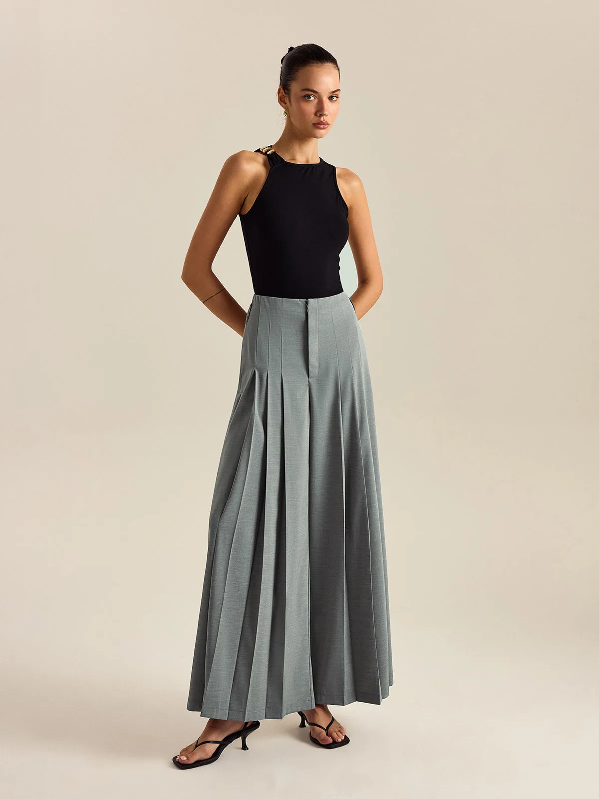 Pleated Wide-Leg Pants sold by COMMENSE product image thumbnail 5