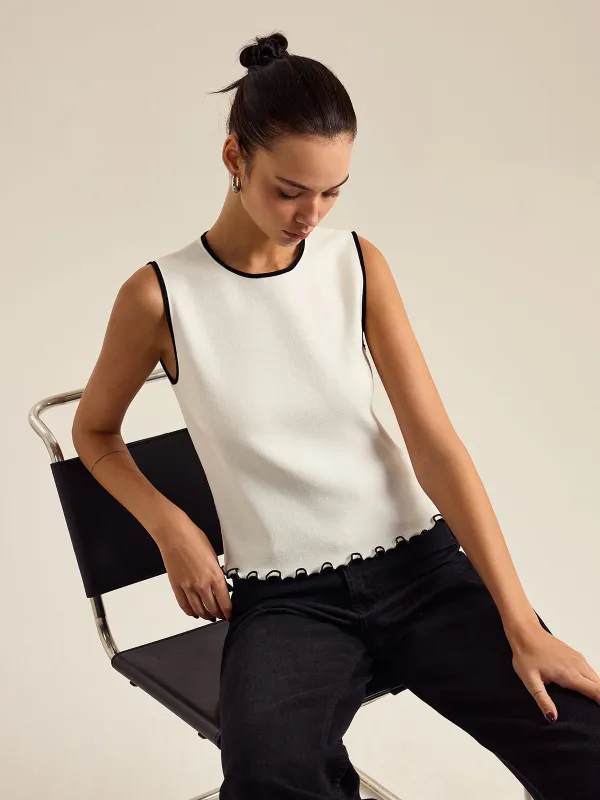 Contrasting Trim Tank Top sold by COMMENSE