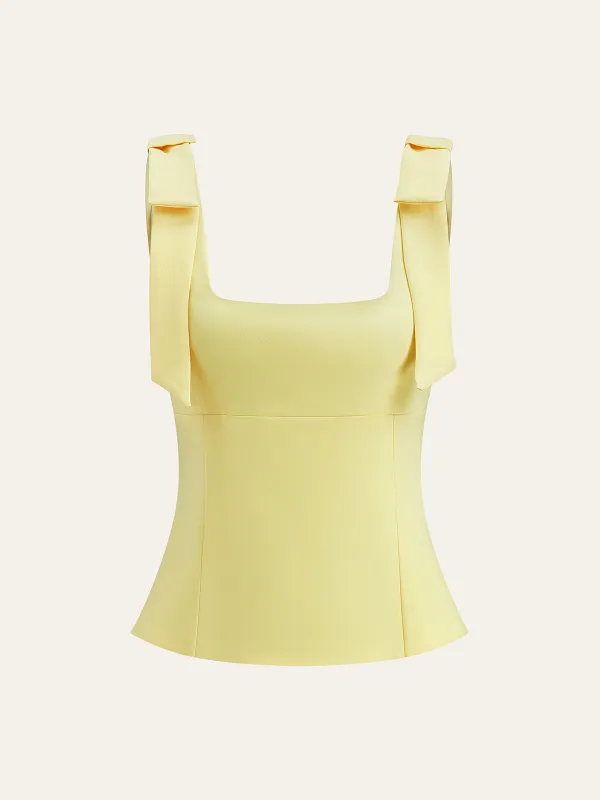 Bow-Tie Strap Waist-Cinching Top sold by COMMENSE