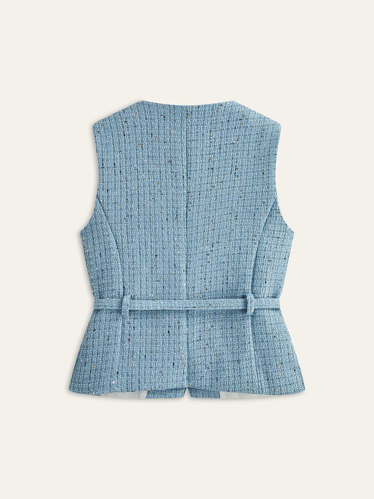 Tweed Sleeveless Belted Vest sold by COMMENSE product image thumbnail 3