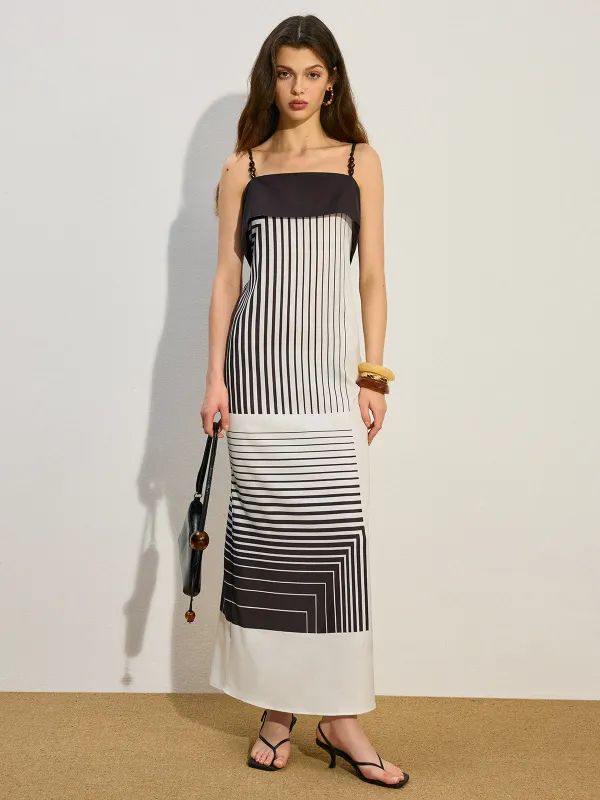 Striped Maxi Dress with Side Slit sold by COMMENSE
