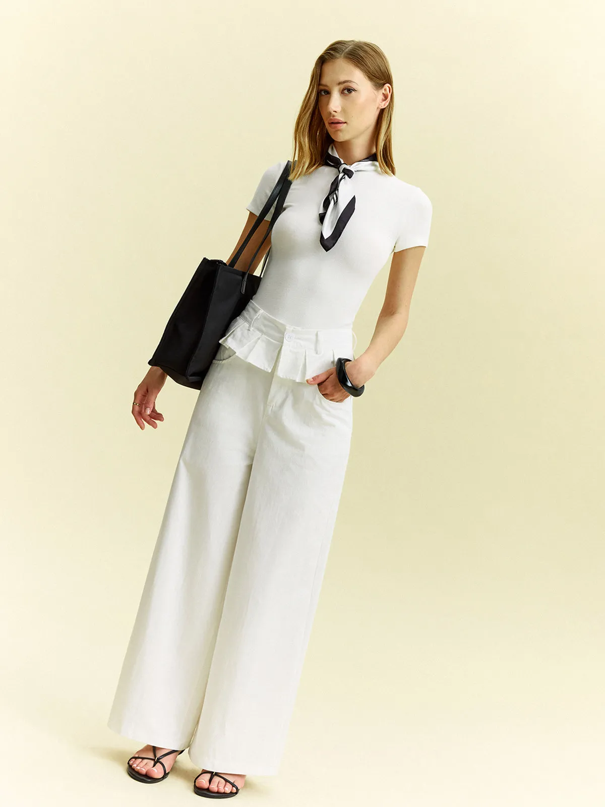 Wide-Leg Pants with Ruffle Detail sold by COMMENSE product image thumbnail 4