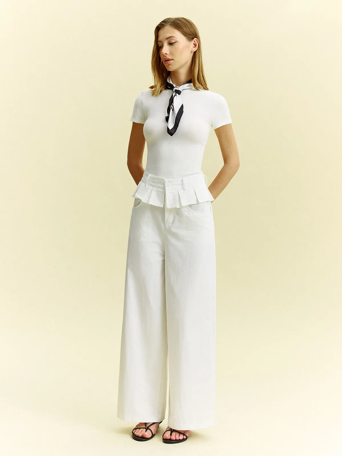 Wide-Leg Pants with Ruffle Detail sold by COMMENSE product image thumbnail 5