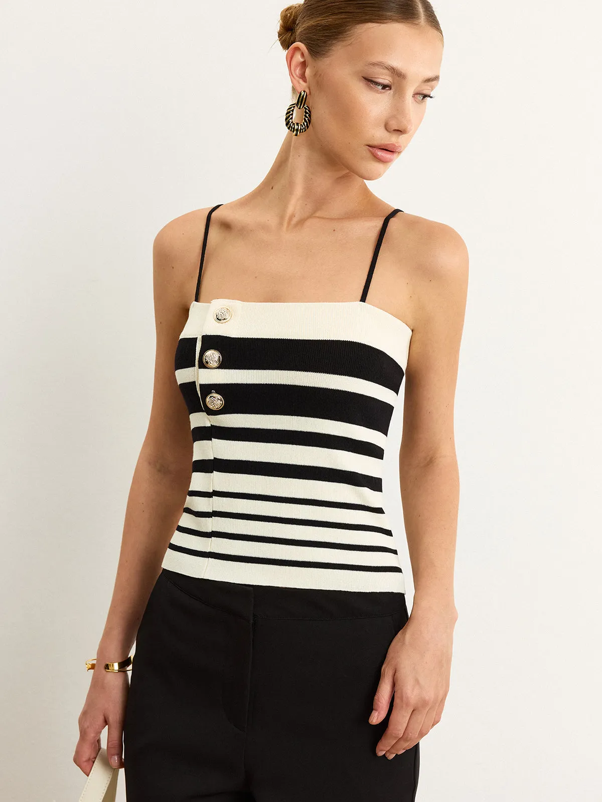 Striped Knit Tank Top sold by COMMENSE