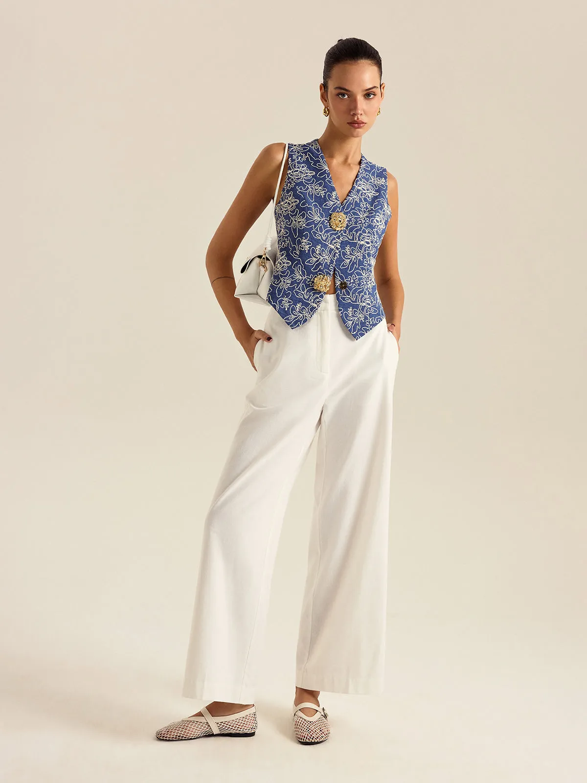 Floral Embroidered Vest sold by COMMENSE product image thumbnail 5