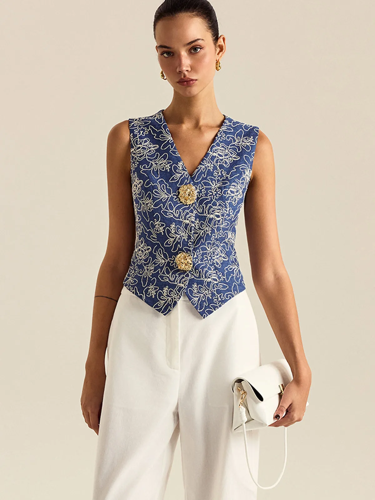 Floral Embroidered Vest sold by COMMENSE product image thumbnail 2