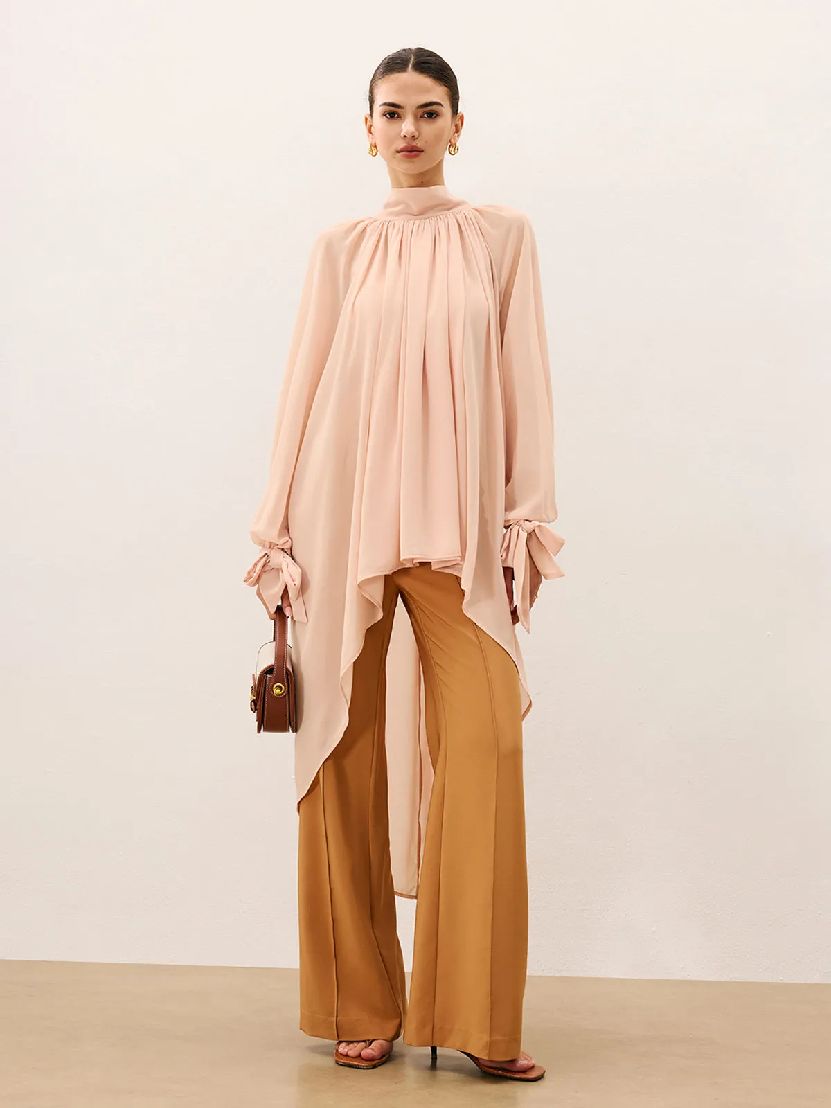 Ruffled Oversized Semi-Sheer Chiffon Blouse sold by COMMENSE product image thumbnail 4