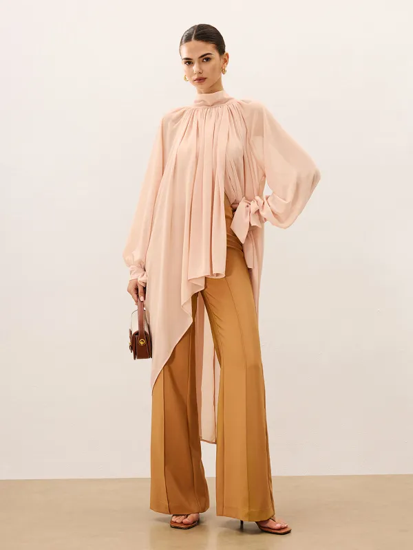 Ruffled Oversized Semi-Sheer Chiffon Blouse sold by COMMENSE
