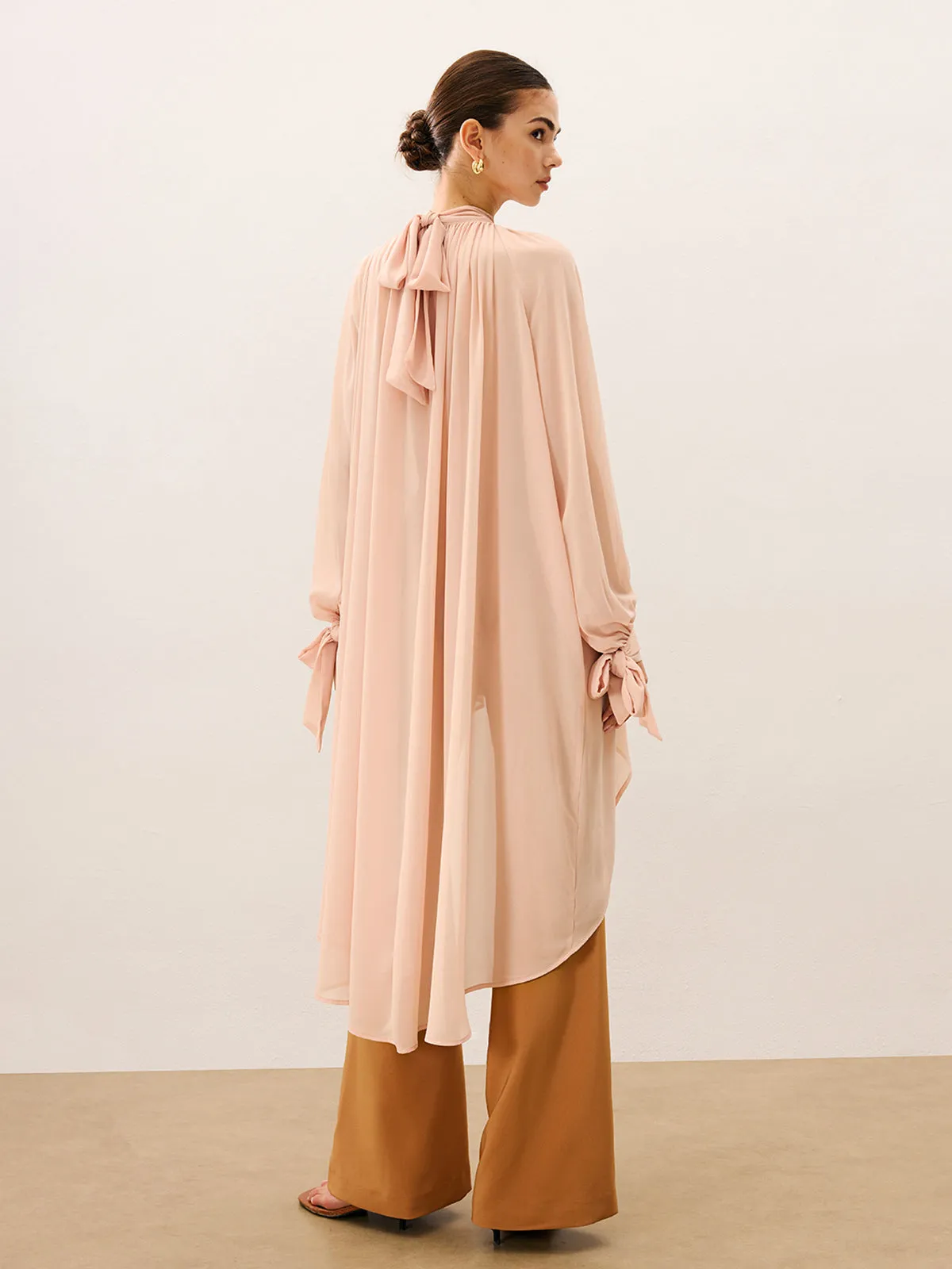 Ruffled Oversized Semi-Sheer Chiffon Blouse sold by COMMENSE product image thumbnail 2