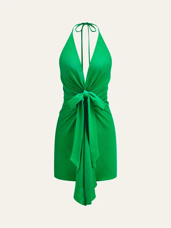 Halter Neck Knotted Dress sold by COMMENSE