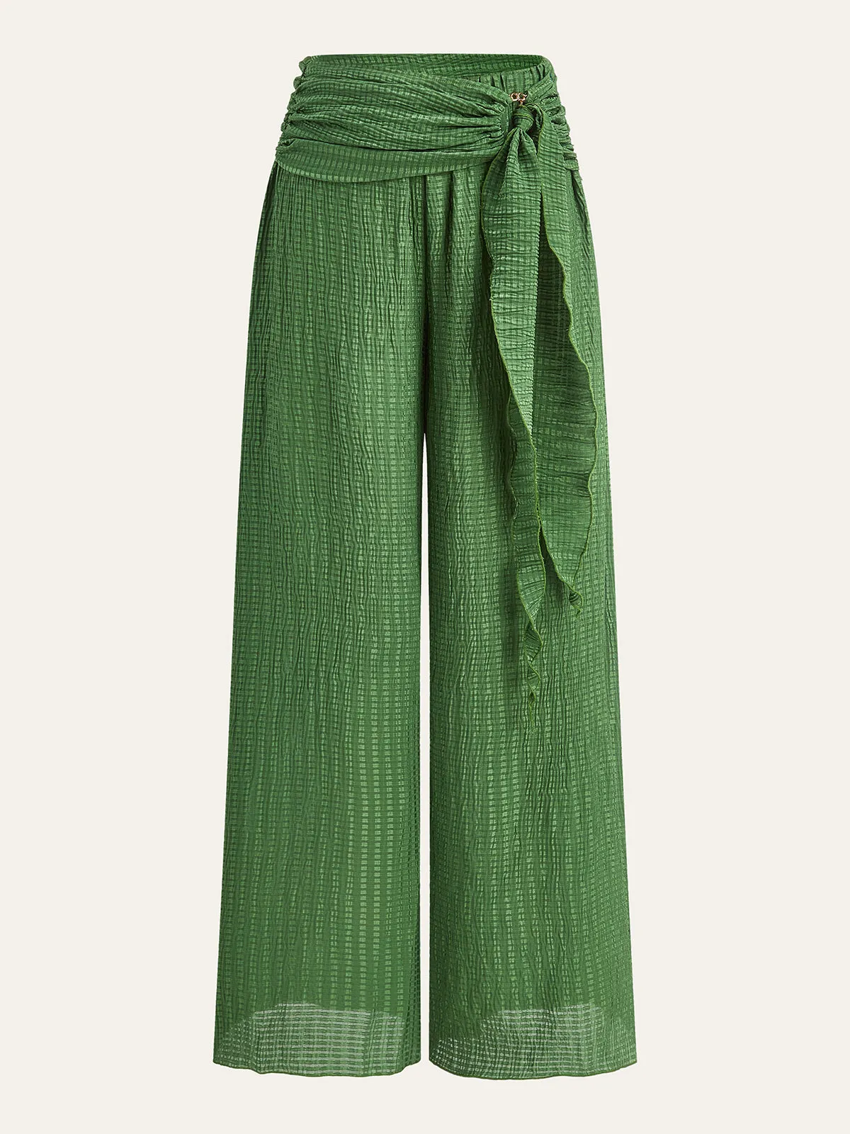 Wide-Leg Pants with Textured Pattern sold by COMMENSE