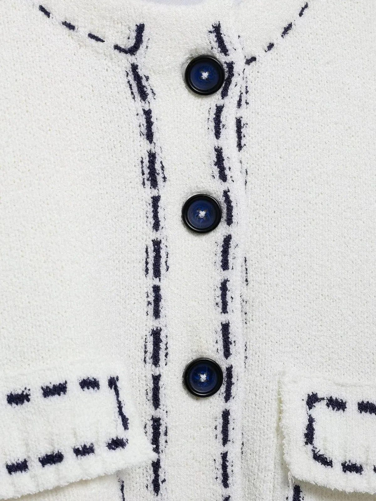 Short-Sleeved Cropped Cardigan with Contrast Stitching sold by COMMENSE product image thumbnail 2