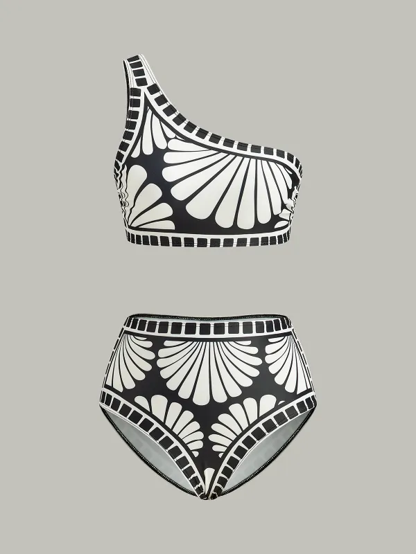 Asymmetrical One-Shoulder Bikini Set sold by COMMENSE