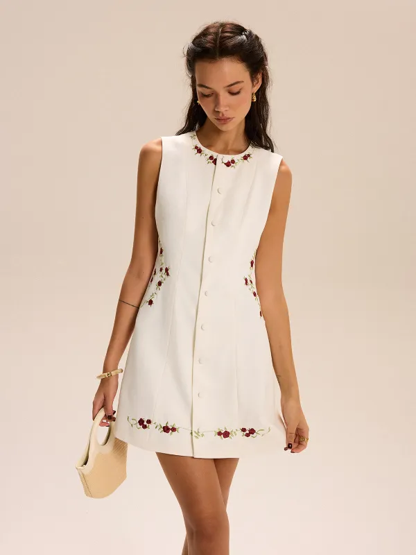Embroidered Floral Mini Dress sold by COMMENSE