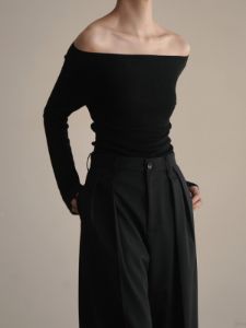 Long Sleeve Off Shoulder Elegant Knit Top sold by COMMENSE