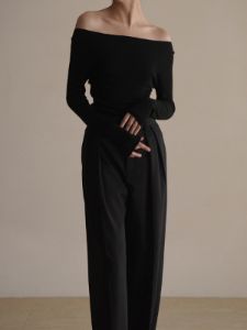 Long Sleeve Off Shoulder Elegant Knit Top sold by COMMENSE
