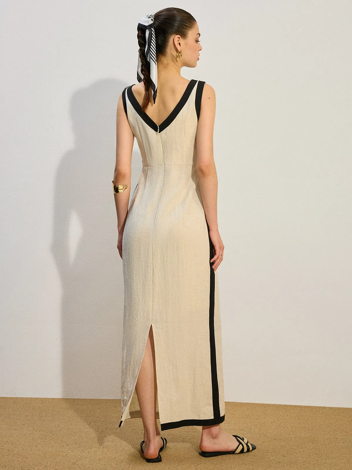 Contrast Trim Maxi Dress sold by COMMENSE product image thumbnail 2
