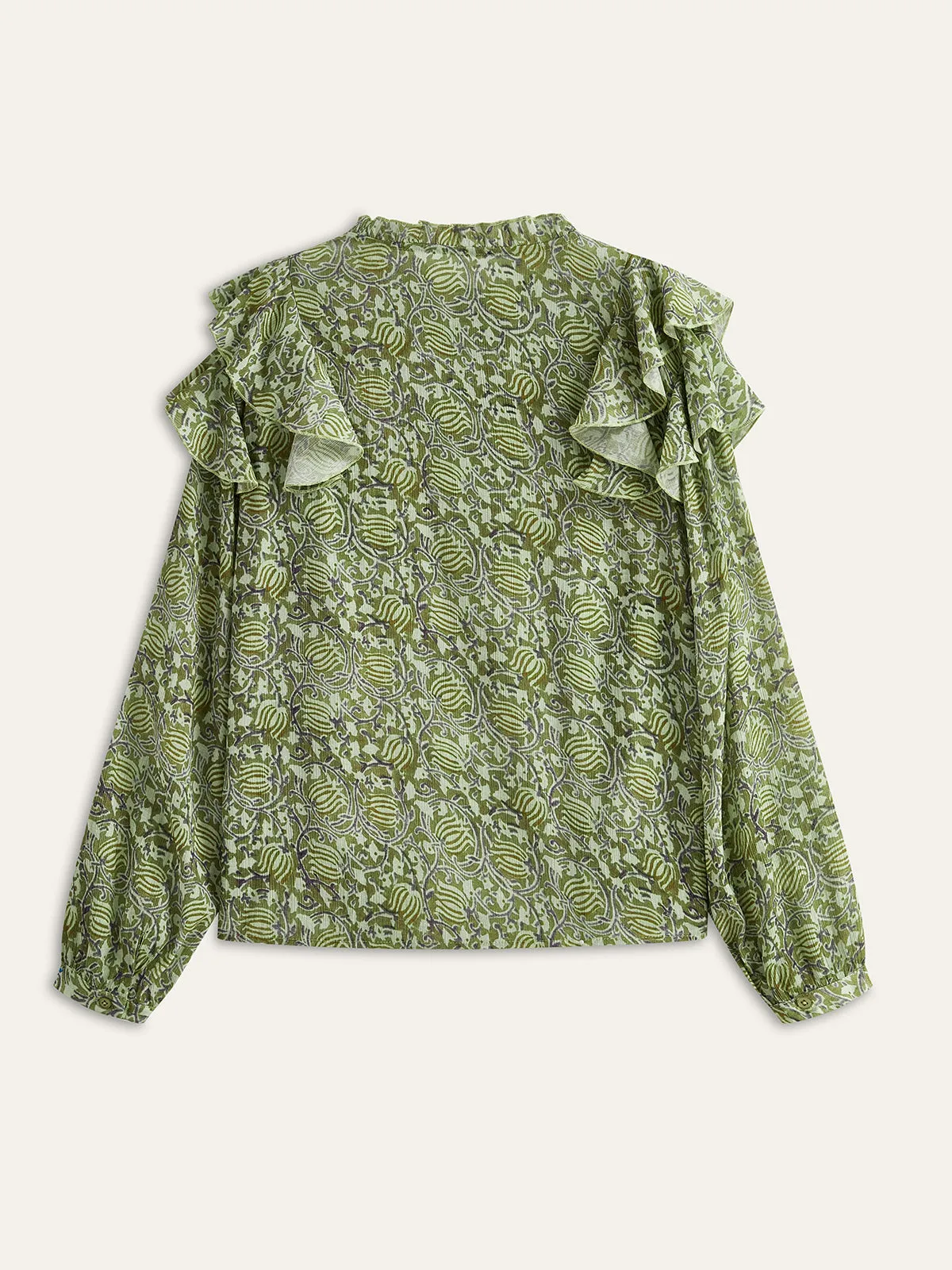 Floral Printed Ruffle Shirt sold by COMMENSE product image thumbnail 2