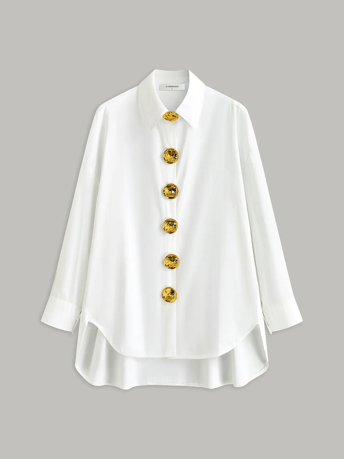 Long-Sleeved Shirt with Gold Buttons sold by COMMENSE