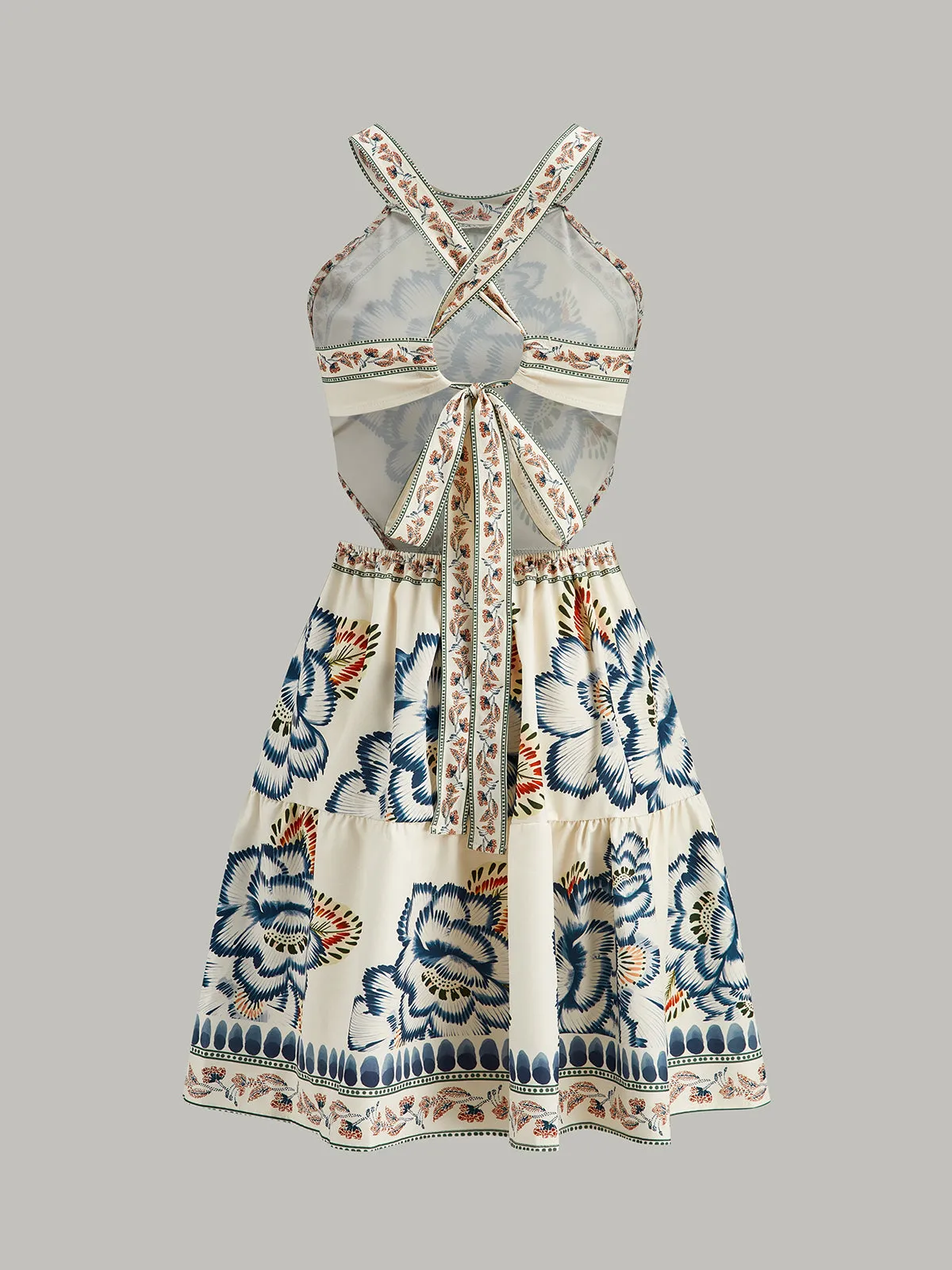 Floral Print Backless Dress sold by COMMENSE product image thumbnail 2