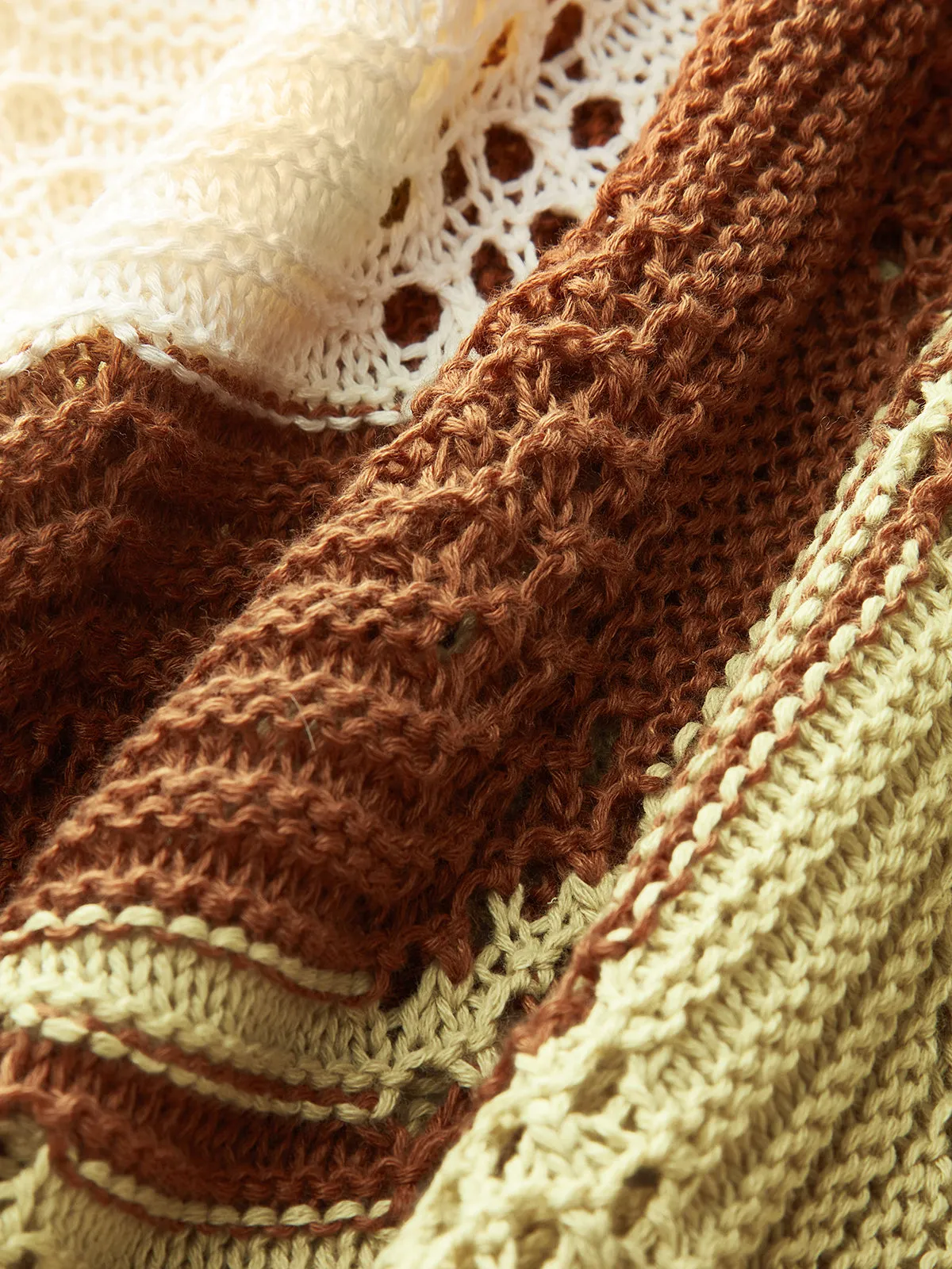 Contrast Stripe Crochet Halter-Neck Maxi Dress sold by COMMENSE product image thumbnail 3